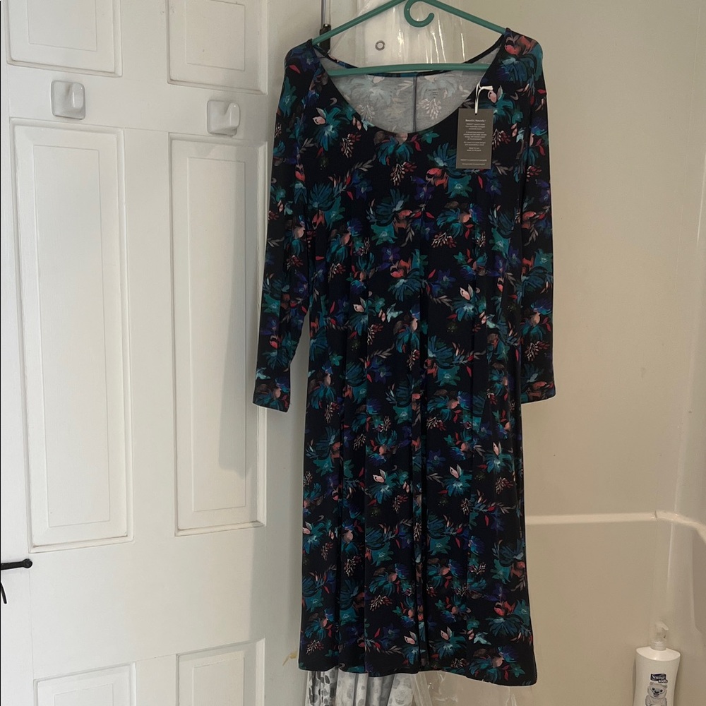 Garnet Hill Multicolor Floral Long Sleeve Dress